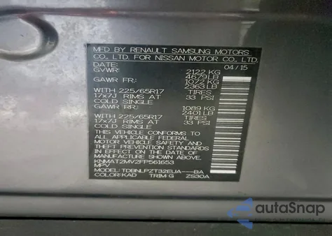 2015 Nissan Rogue S из США, поврежденный, VIN KNMAT2MV2FP561653